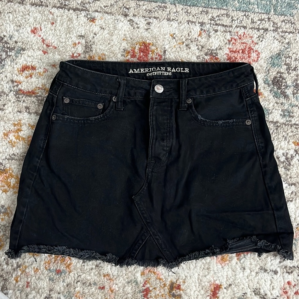 American Eagle Black Jean Mini Skirt